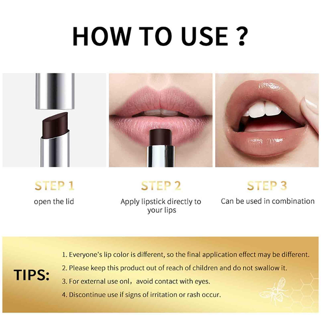 Honeynoir - Black Honey Lipstick, Hydrating Non-Sticky Lip Balm with Intense Color, Long-Lasting Glossy Lip Tint for a Smooth, Glowy Look (Black*1pcs, 1)