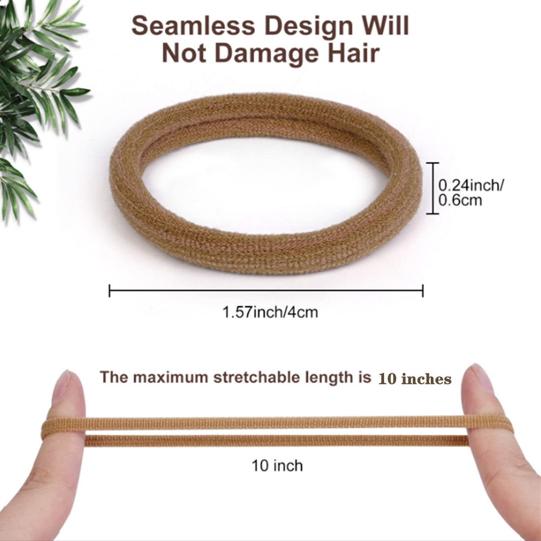 Pimoys 50 Pcs Elastic Hair Ties, Thick Seamless Hair Bands No Damage Soft Ponytail Holders Hair Accessories for Girls Women, Black