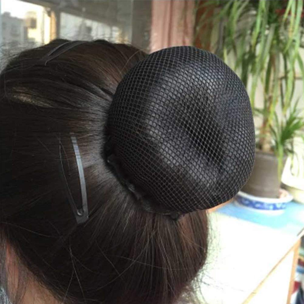 mollensiuer 8Pcs Reusable Bun Hair Nets Elastic Flower Edge Hairnet For Ballet Bun Cover Dance Skating Gymnastics Performance Dancers Hair Accessories, Black