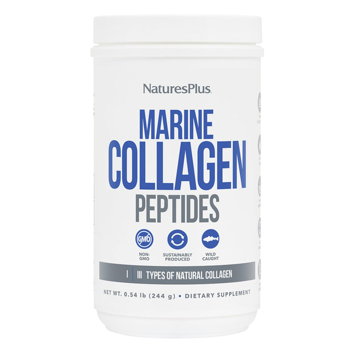 Natures Plus Marine Collagen Peptides, Unflavored - 0.54 lb - Hair, Skin, Nail & Joint Health, Immune System Support - Gluten Free, Non-GMO - 20 Servings