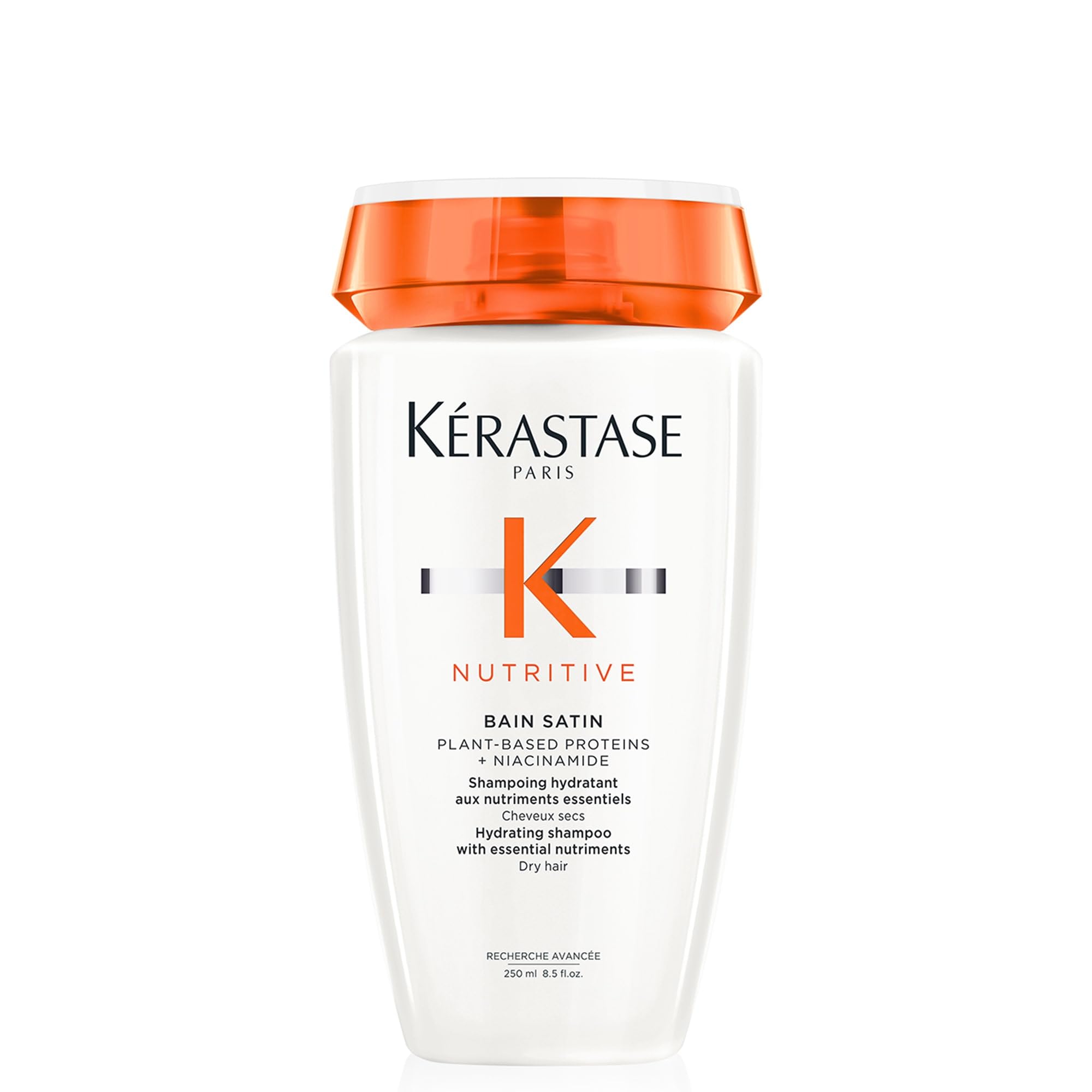 KÉRASTASE Nutritive, Gentle Hydrating Shampoo for Dry Hair, Nourishing Protein Formula with Niacinamide, Moisturises, Softness and Restores Thickness and Shine, Bain Satin, 250 ml