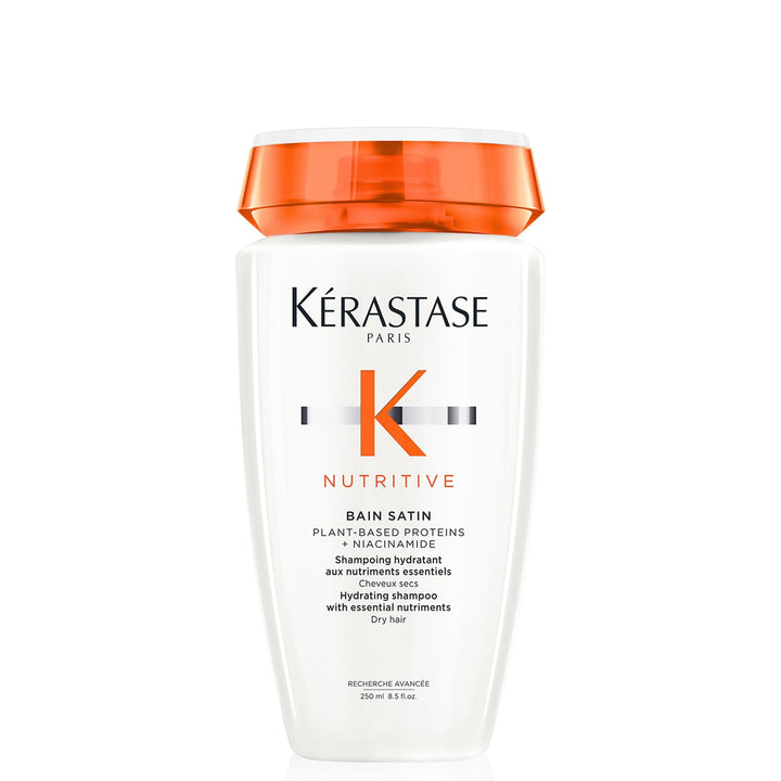 KÉRASTASE Nutritive, Gentle Hydrating Shampoo for Dry Hair, Nourishing Protein Formula with Niacinamide, Moisturises, Softness and Restores Thickness and Shine, Bain Satin, 250 ml