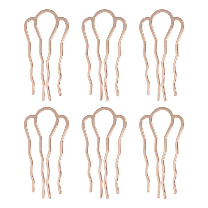 Lurrose 6pcs 4 Teeth Hair Combs Pins Metal Side Combs DIY Hairpins Updo Accessory for Girls Woman Long Hair (Golden)
