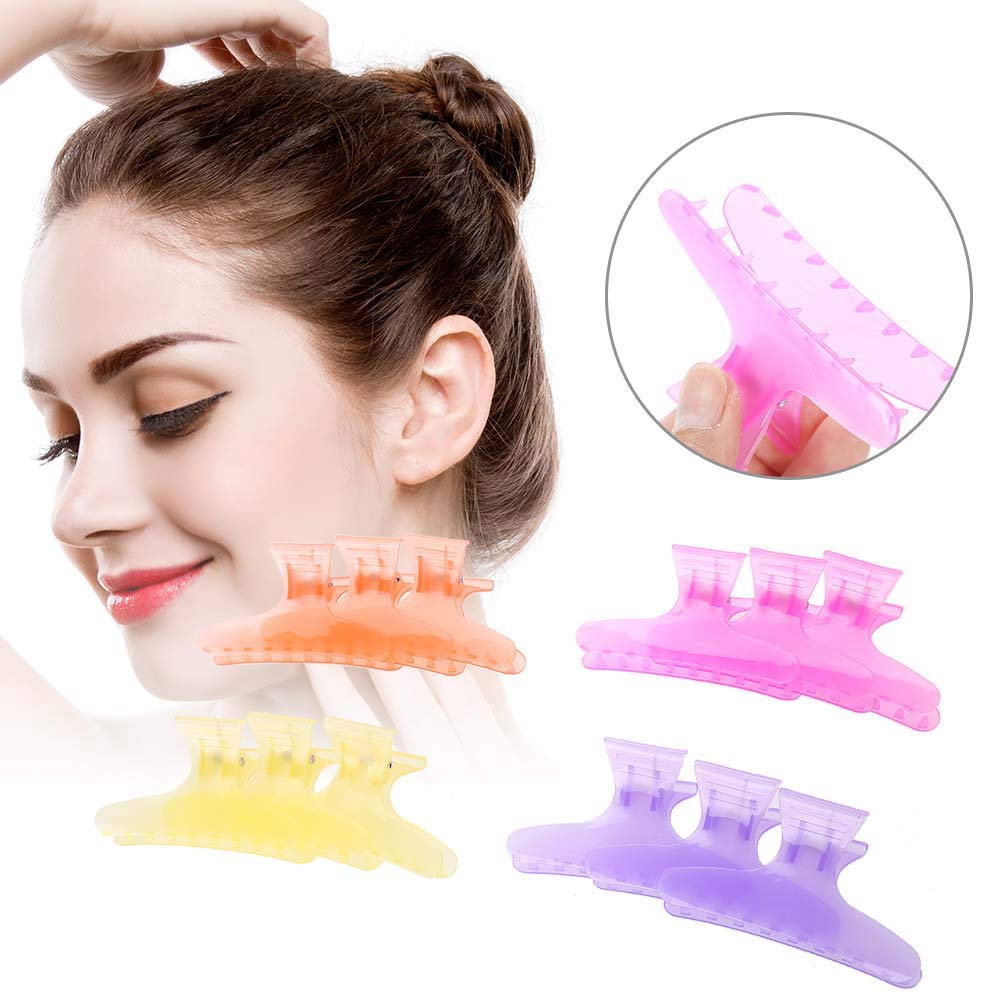 12Pcs Professional Salon Hair Claw, Butterfly Holding Hair Clip, Non-slip Butterfly Hair Clamps Chic Styling Claw Hair Clamps Salon Hair Color Perm Section Hairdressing Tool(Clear)