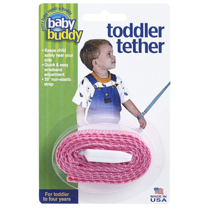 Baby Buddy Toddler Tether, Child Safety Leash, Toddler Travel Essential, Child and Baby Tether Strap for Walking, Safety Walking Guide for Children and Parents, Pink, 1 Count