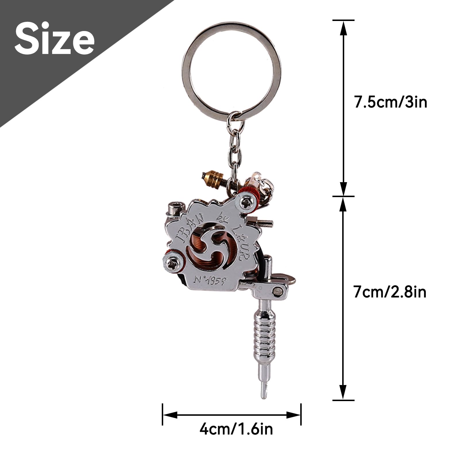 Mini Key-chain,Tattoo Machine Portable Charm Decorative Gun-shaped Keychain for Tattoo Artists.