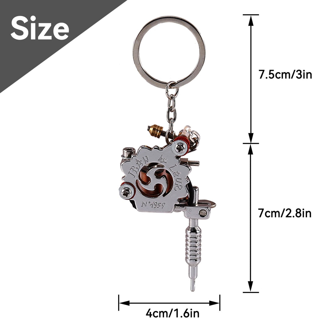 Mini Key-chain,Tattoo Machine Portable Charm Decorative Gun-shaped Keychain for Tattoo Artists.