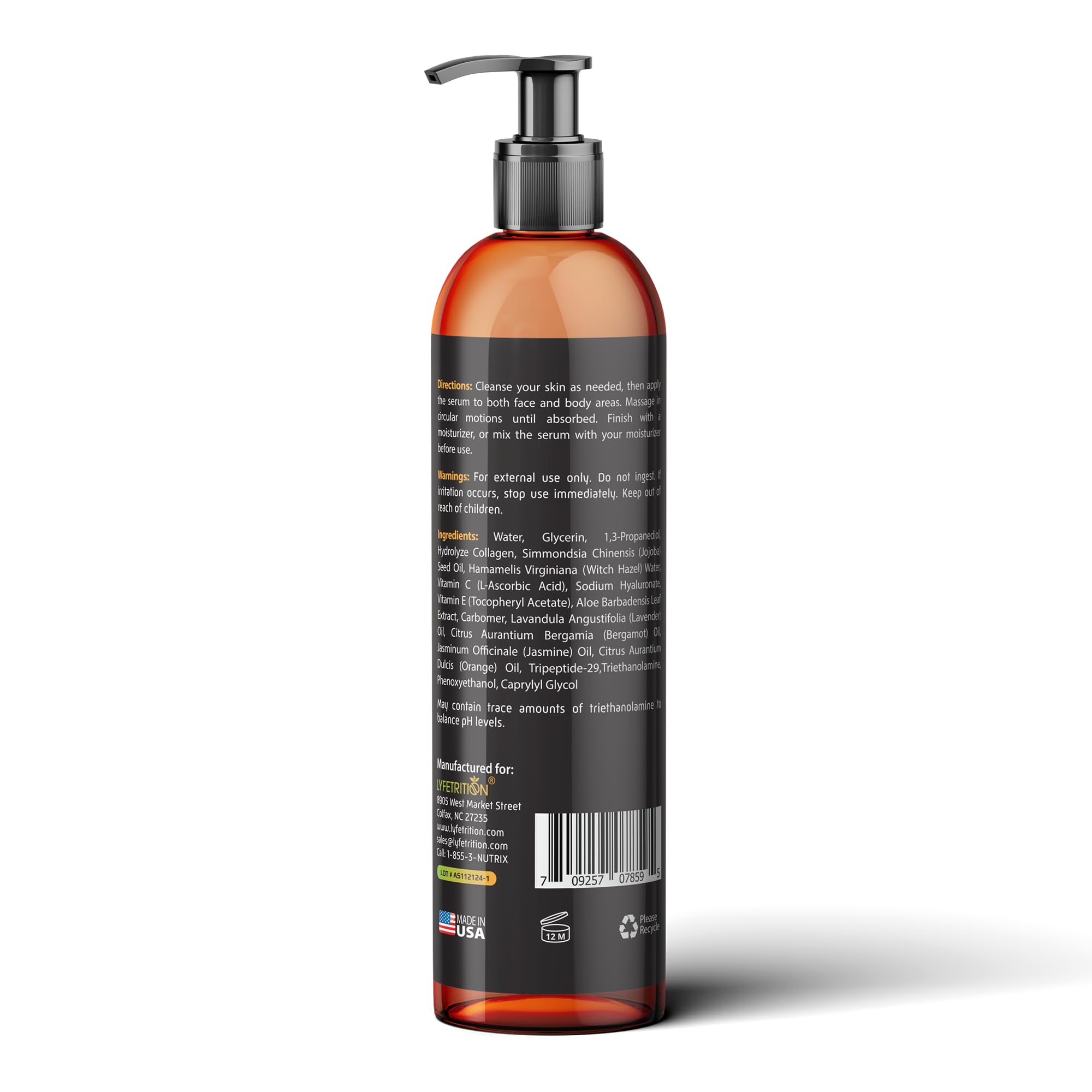 Lyfetrition Vegan Youth | 12 Fl oz Large Bottle | Anti-Aging And Wrinkle Serum | (Skin and Face Formula).