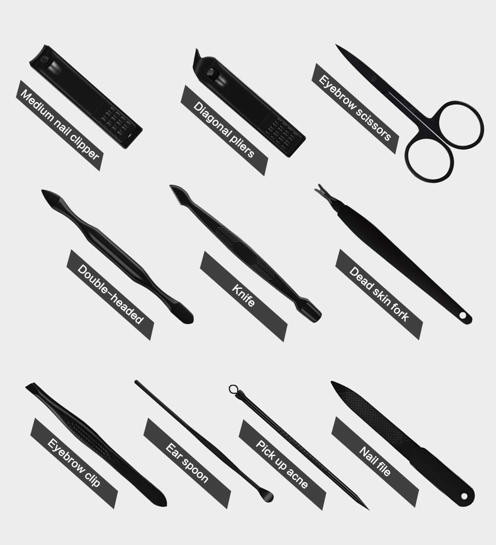 Manicure Set Pedicure Manicure Kit 10 in 1 Professional Sharp Nail Clippers Stainless Steel Thick Nail Cutter & File Scissors for Men &Women Fingernails & Toenails with Portable Cas