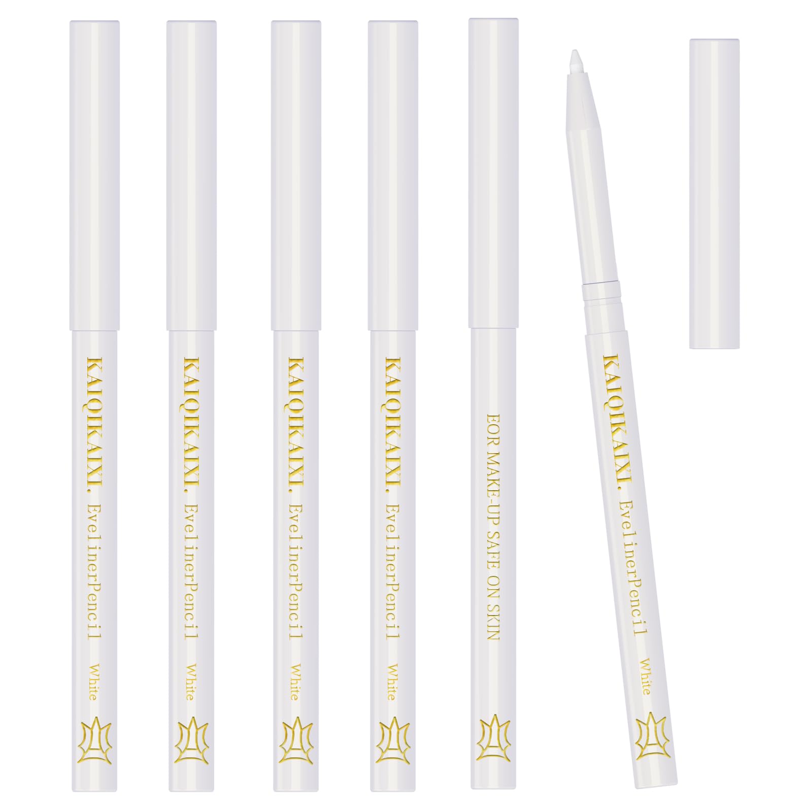 6Pcs White Eyeliner Pencils Professional Use as Highlighter,Lip Line Pen Long-lasting Nice Color Eye Brow Gel Pen Makeup Brow Tint Pencils Beauty Makeup Tools