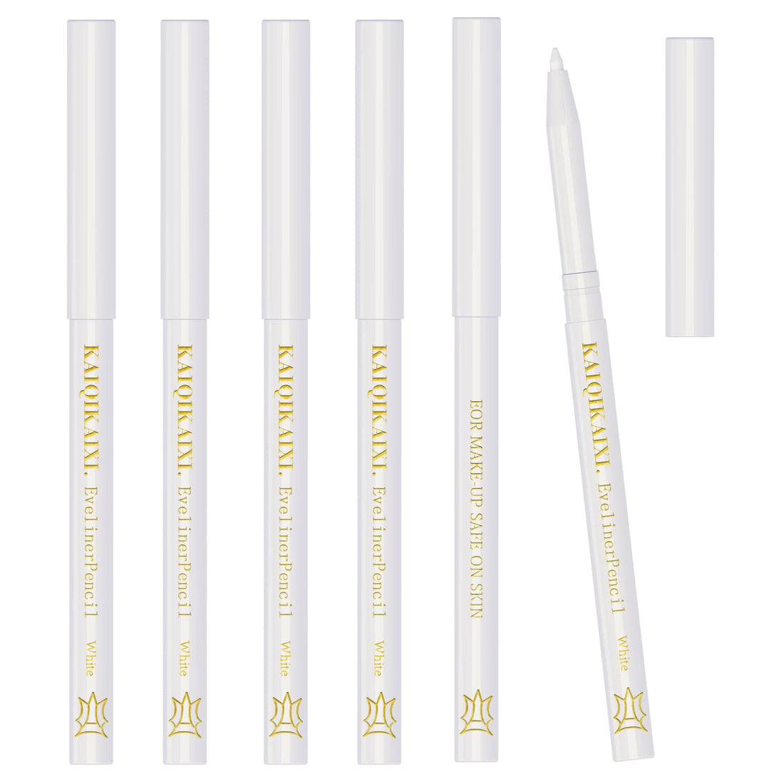 6Pcs White Eyeliner Pencils Professional Use as Highlighter,Lip Line Pen Long-lasting Nice Color Eye Brow Gel Pen Makeup Brow Tint Pencils Beauty Makeup Tools