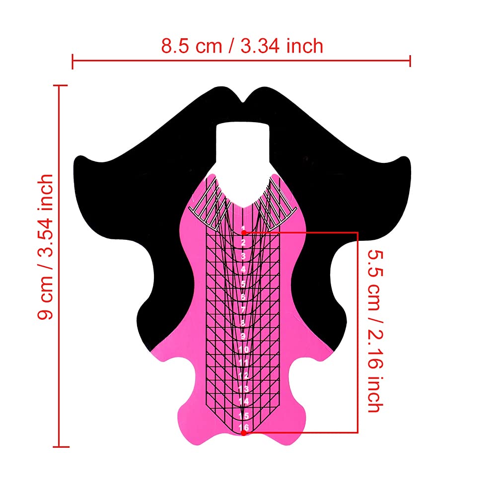 Tvoip 100Pcs/Pack Nail Forms Extension Tips Guide Extension French DIY Tool Fish Acrylic UV Gel Nail Art Tools Builder Sticker Sculpting (Pink)