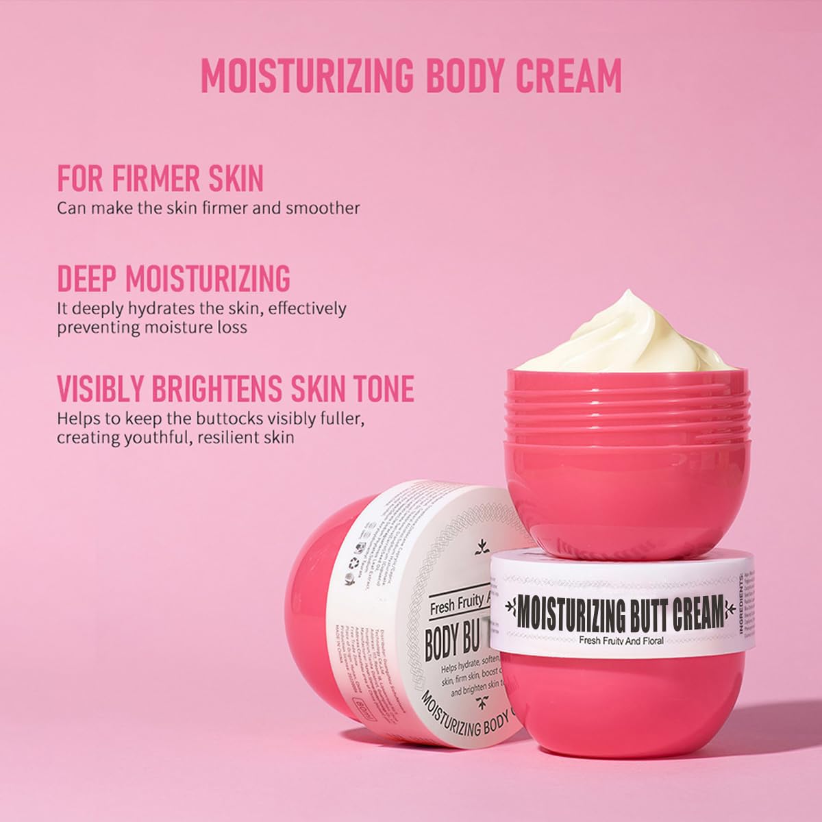 Tiejdhr Moisturizing Butt Cream, Body Cream Butt Firming Cream Body Skin Repair- Fast Absorbing, Non-Greasy Hydrate & Smooth Skin- 80ml (#2 Fresh Flower Fruit Smell)