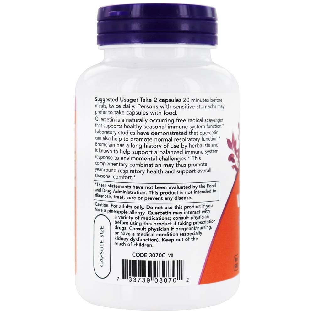 NOW Foods - Quercetin with Bromelain - 120 Vegetable Capsule(s)