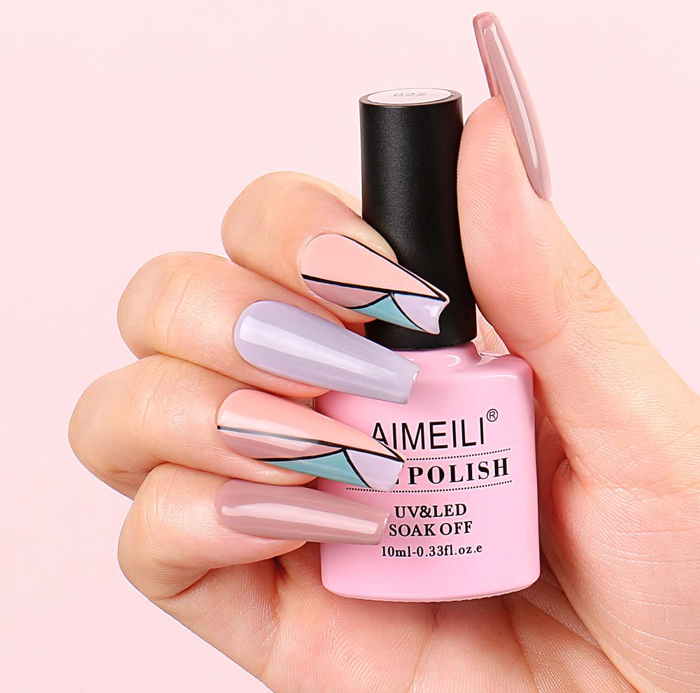 AIMEILI Soak Off Gel Nail Polish Gifts for Mother's Day, Pastel Pink Nude Color Natural Skin Tone Nail Gel Color Set Of 6pcs X 10ml - Kit Set 22