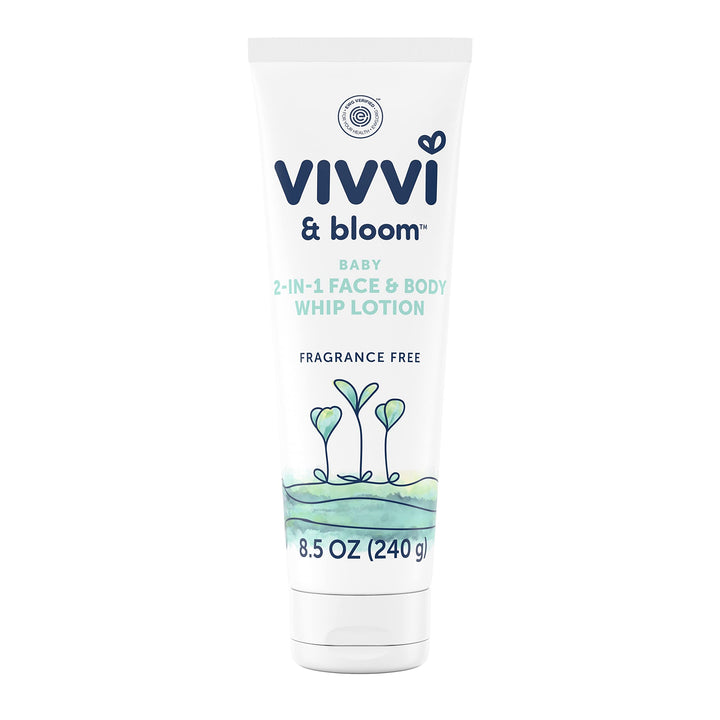 VIVVI & BLOOM 2-in-1 Baby Lotion, Face and Body, for Delicate & Sensitive Baby Skin, Hypoallergenic Lotion, Fragrance Free, 8.5 oz (Pack of 1)