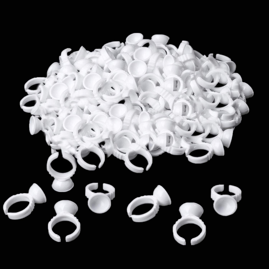 NXJ INFILILA Glue Rings, 300PCS Glue Rings for Eyelash Extensions, Disposable Lash Glue Rings Cup for Eyelash Extension Supplies, Lash Glue Holder Pigment Rings for Lash Supplies
