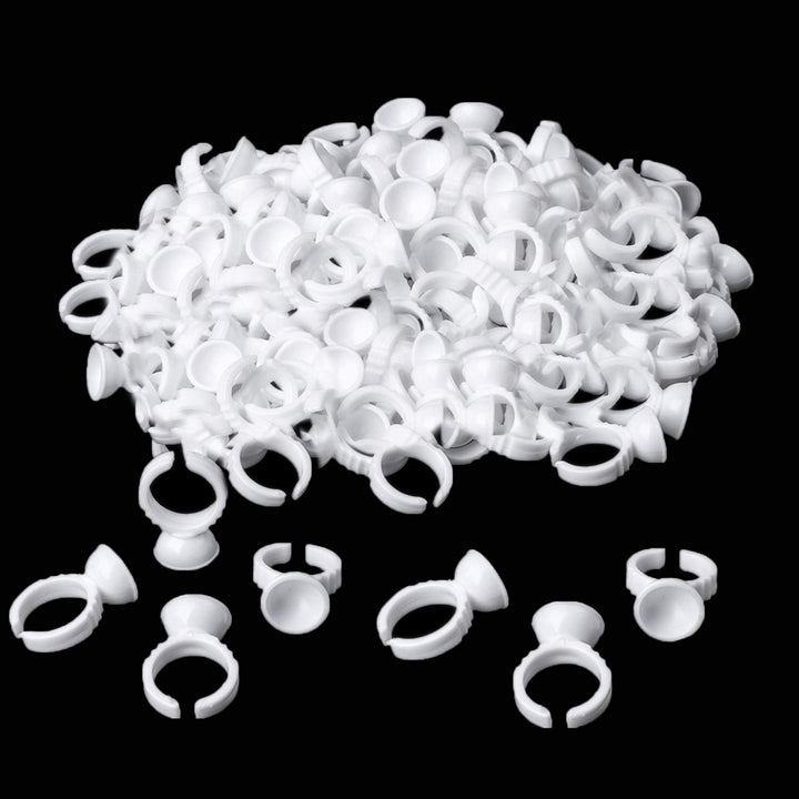 NXJ INFILILA Glue Rings, 300PCS Glue Rings for Eyelash Extensions, Disposable Lash Glue Rings Cup for Eyelash Extension Supplies, Lash Glue Holder Pigment Rings for Lash Supplies