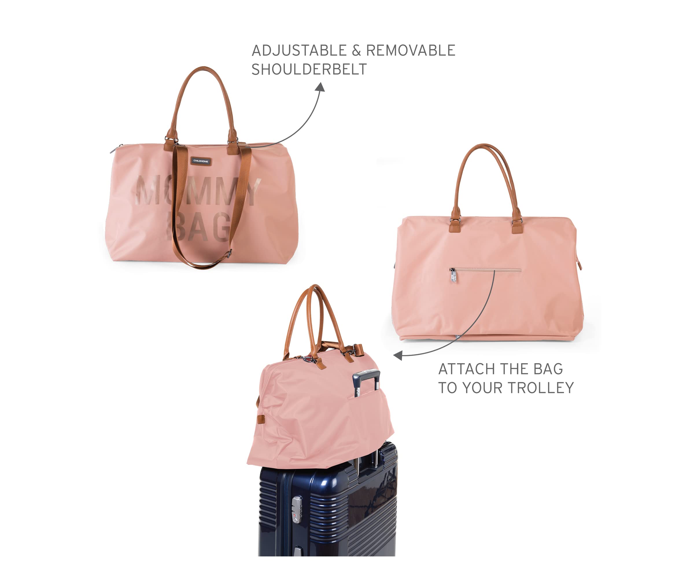 Childhome The Original Mommy Bag – Large Baby Diaper Bag, Mommy Hospital Tote and Travel Tote, Pregnancy Must Haves (Mommy Pink)