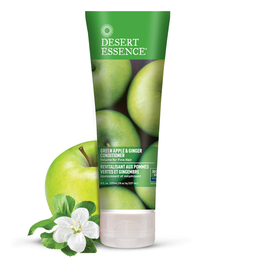 Desert Essence All Natural Organic Green Apple & Ginger Volumizing Shampoo and Conditioner Bundle With Aloe Vera, Kelp, Nettle and Ginger for Cleansing Environmental Pollutants, 8 fl. oz. each