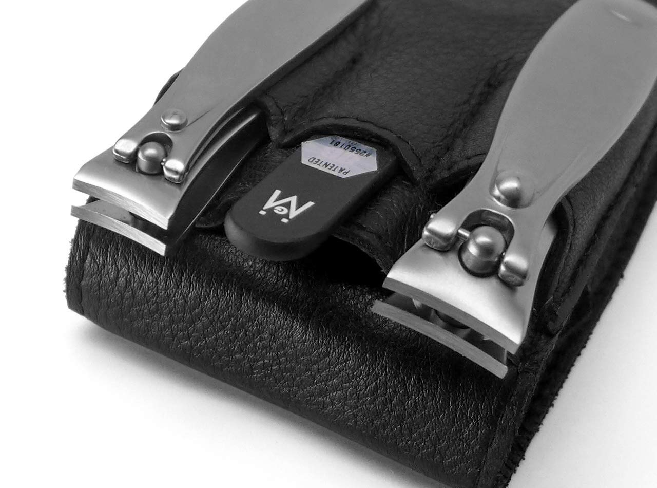 German 3pcs FINOX surgical stainless steel clippers pocket manicure set in magnetic leather case, GERmanikure Solingen