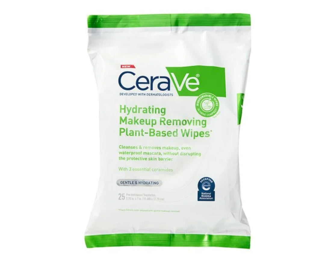 CeraVe Hydrating Makeup Removing Plant-Based Wipes 25 Count - Buy Packs and SAVE (Pack of 2)