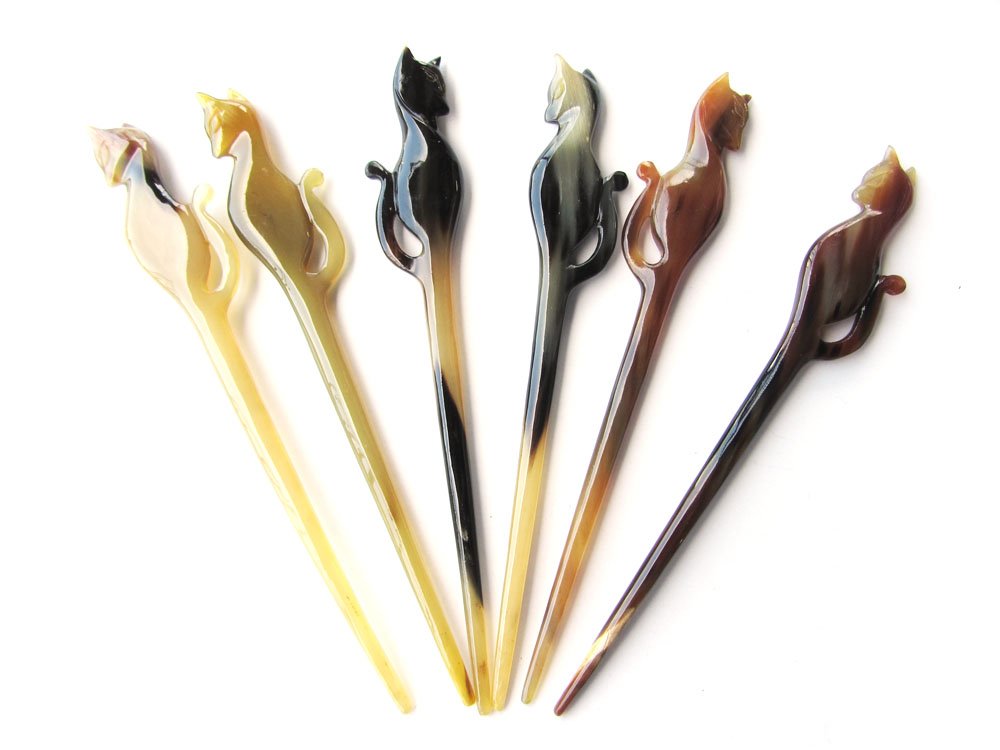 Marycrafts Translucent Cat Hair Stick, Hairstick, Hair Pin, Hairpin, Hair Accessory, Hair Toy Handmade 7.2