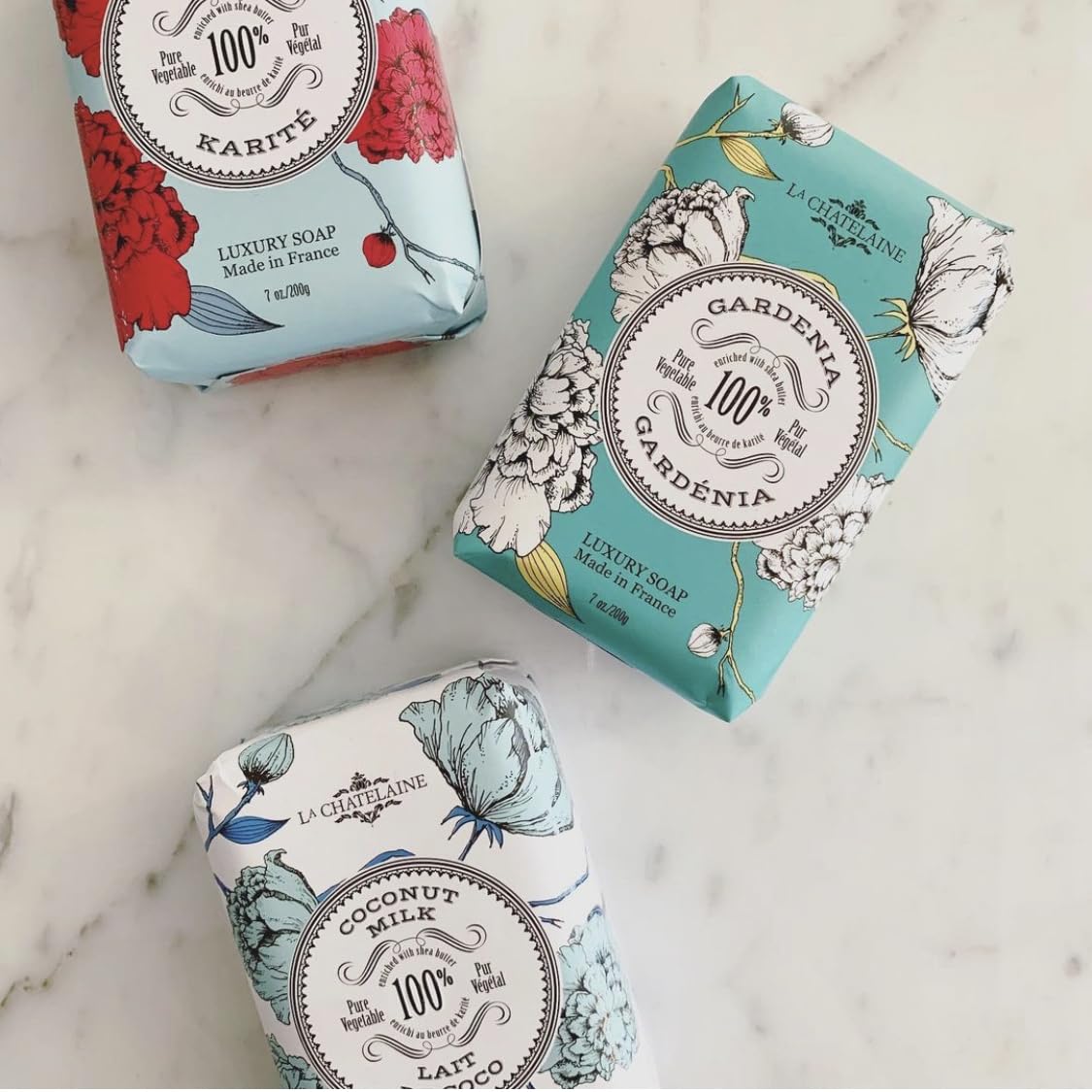 La Chatelaine Luxury Bar Soap | Natural Shea Formula | 7 oz (Gardenia, 7 oz)