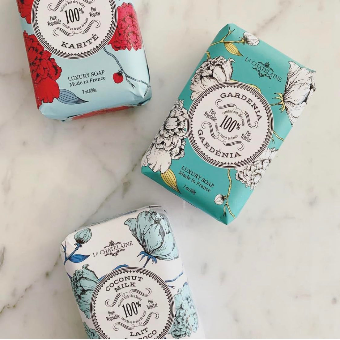 La Chatelaine Luxury Bar Soap | Natural Shea Formula | 7 oz (Gardenia, 7 oz)