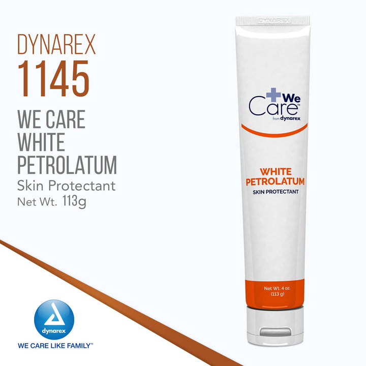 Dynarex White Petrolatum, Petroleum Jelly for Dry, Damaged or Cracked Skin, Soothing White Petroleum Jelly for Minor Skin Irritations, 4 oz. Tubes, 1 Petroleum Jelly Tube
