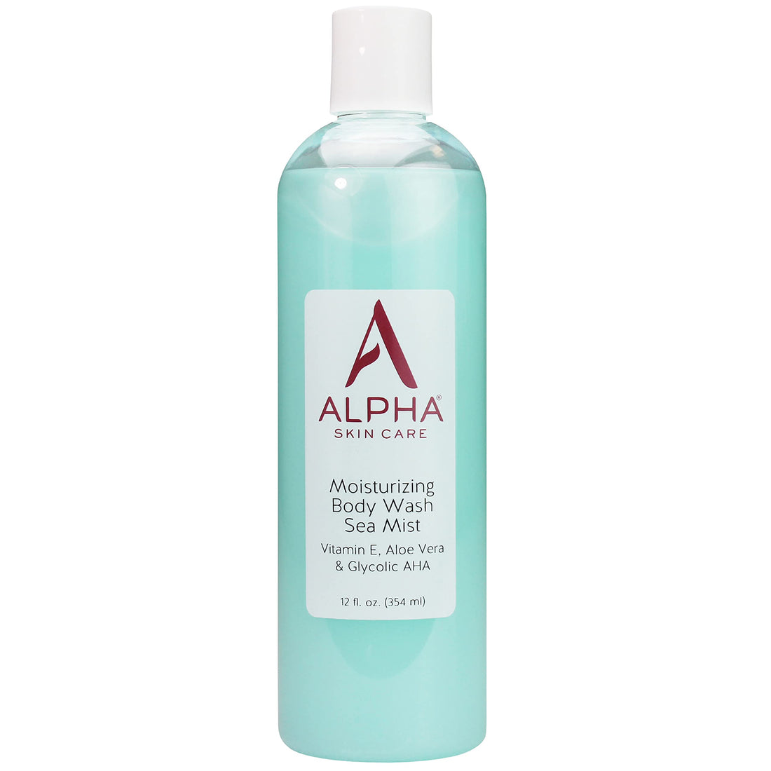 Alpha Skin Care Moisturizing Body Wash, Gentle Soap-Free Anti-Aging Formula, Glycolic AHA, Vitamin E & Aloe Vera, Conditions & Soothes, All Skin Types Hydroxy Acid, 12 Oz