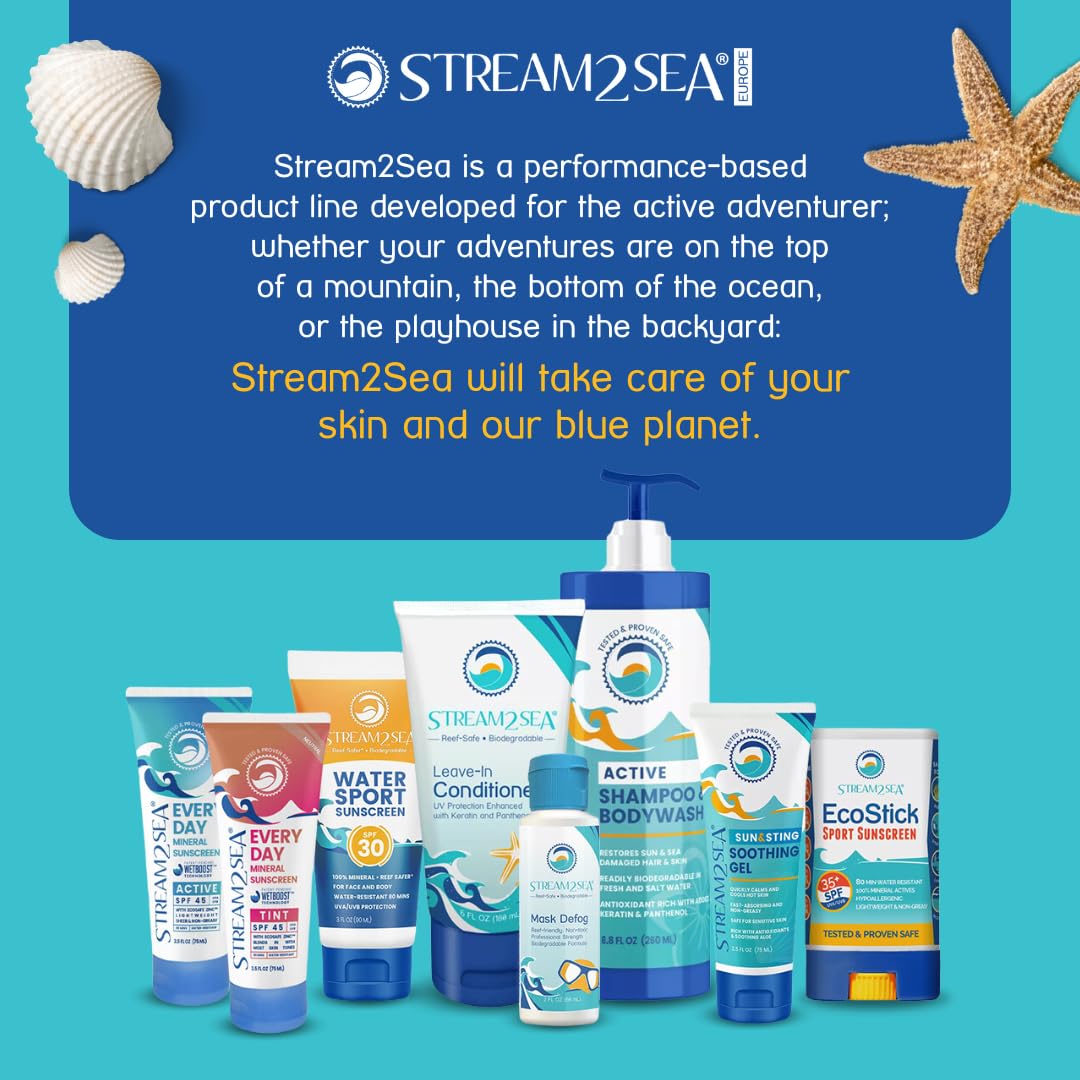 Stream2Sea EcoStick SPF 35 Mineral Sunscreen Stick | Sweat & Water Resistant Sunblock | USDA Approved Biodegradable & Reef Safe Sunscreen Protection Against UVA UVB (EcoStick Sport)