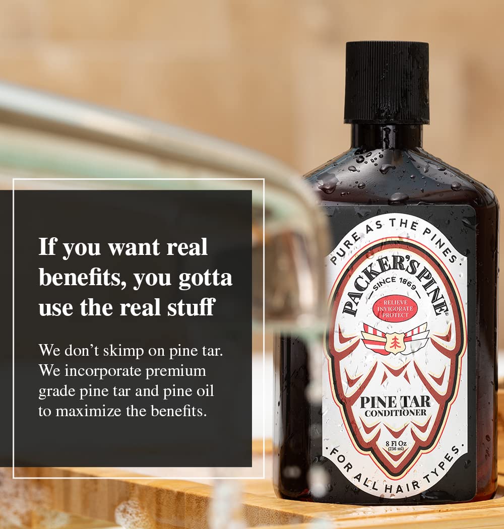 Packer's Pine Tar Conditioner - Natural Men's Psoriasis Aid with Pine Oils, Perfect Companion for Pine Tar Shampoo, 8 fl oz