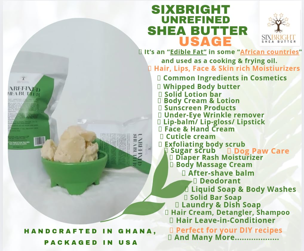 Sixbright Shea Butter Unrefined Raw African Natural Shea Butter-8 oz, Ivory
