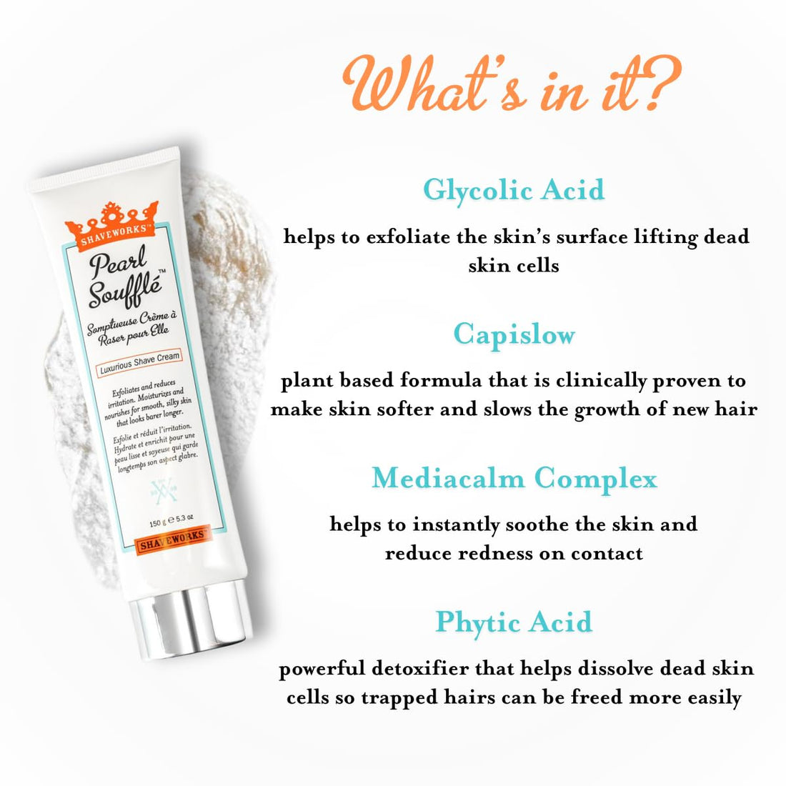 Shaveworks Pearl Souffl Shave Cream, 5.3 oz.