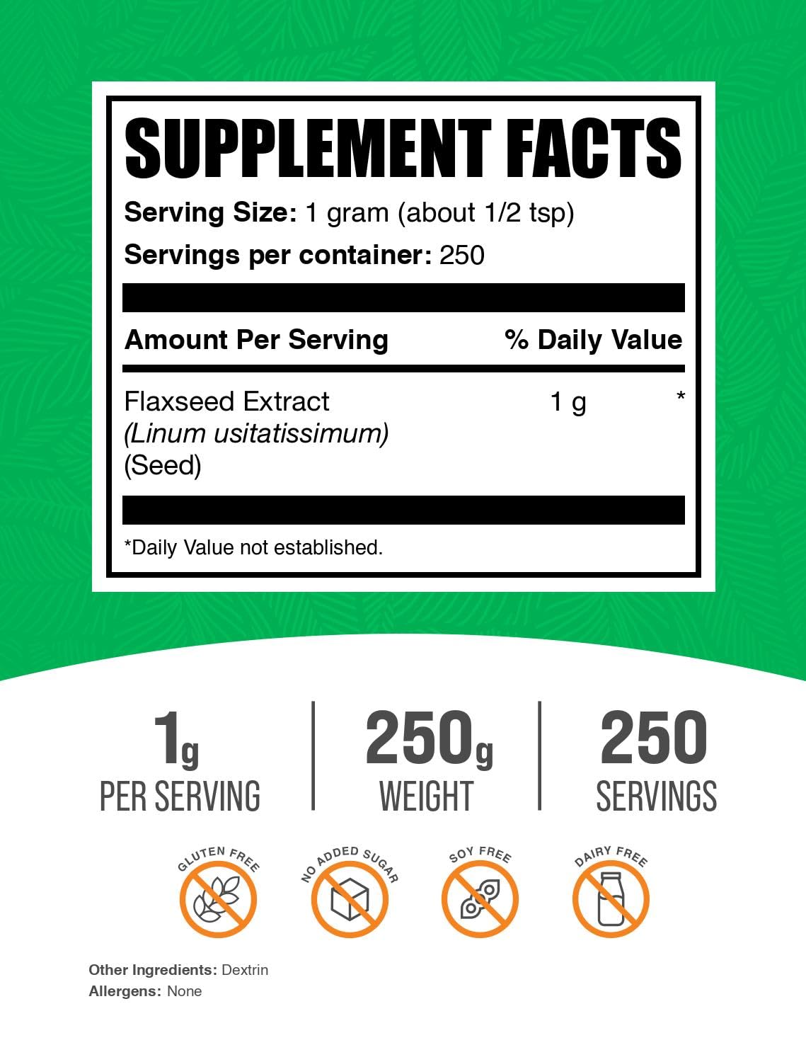 BulkSupplements.com Flaxseed Extract Powder - Ground Flaxseed Powder, Omega 3 Supplement, Flaxseed Extract 1000mg - Gluten Free, 1000mg per Serving, 250g (8.8 oz) (Pack of 1)
