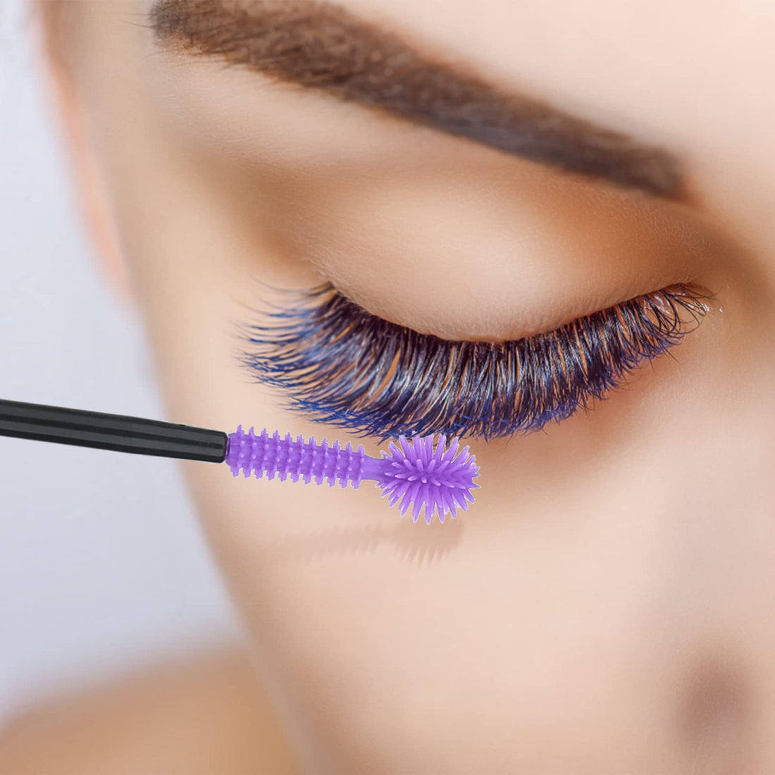 G2PLUS New 50PCS Disposable Silicone Eyelash Mascara Wands Brushes Cosmetic Eyelash Extension Applicators Professional Makeup Tool Set(Ball-shape)