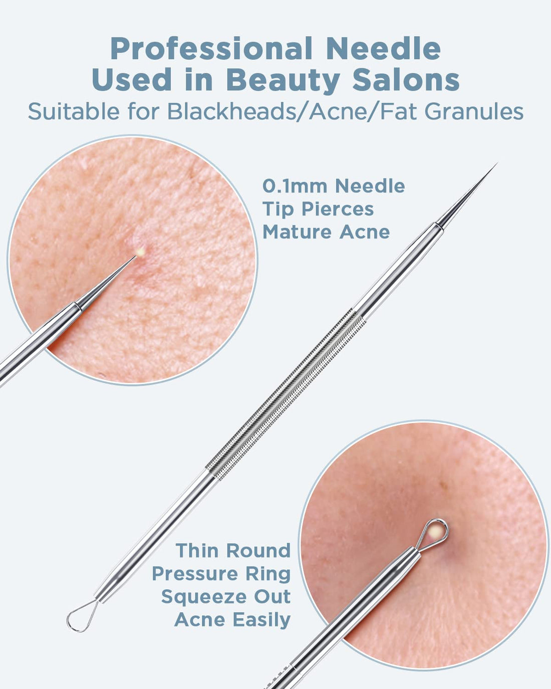 TAYTHI Bestope Blackhead Remover Pimple Acne Extractor Tool With Metal Case (Silver)