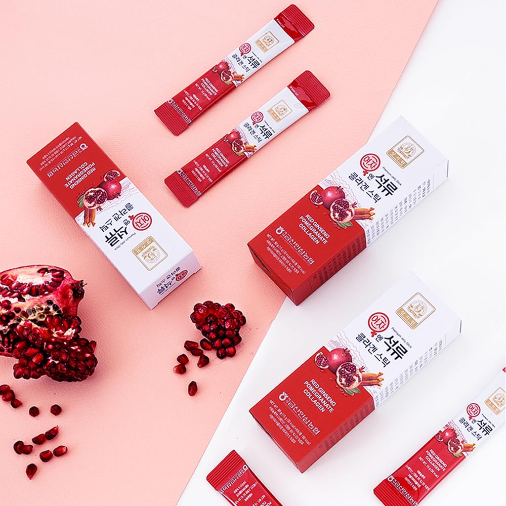 Korean Beauty Baekje Geumsan Women's Pomegranate Collagen Jelly Stick 5.1oz / 30 Count (5 Pack)