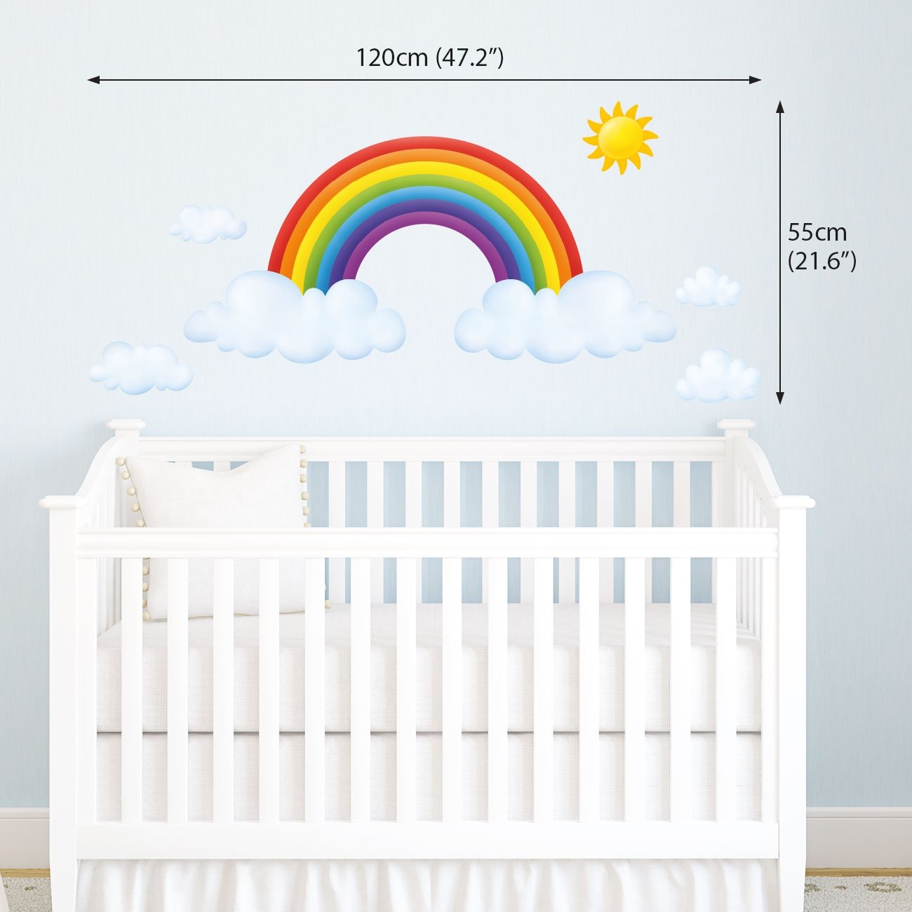 DECOWALL SG-1713 Rainbow and Clouds Kids Wall Stickers Wall Decals Peel and Stick Removable Wall Stickers for Kids Nursery Bedroom Living Room décor