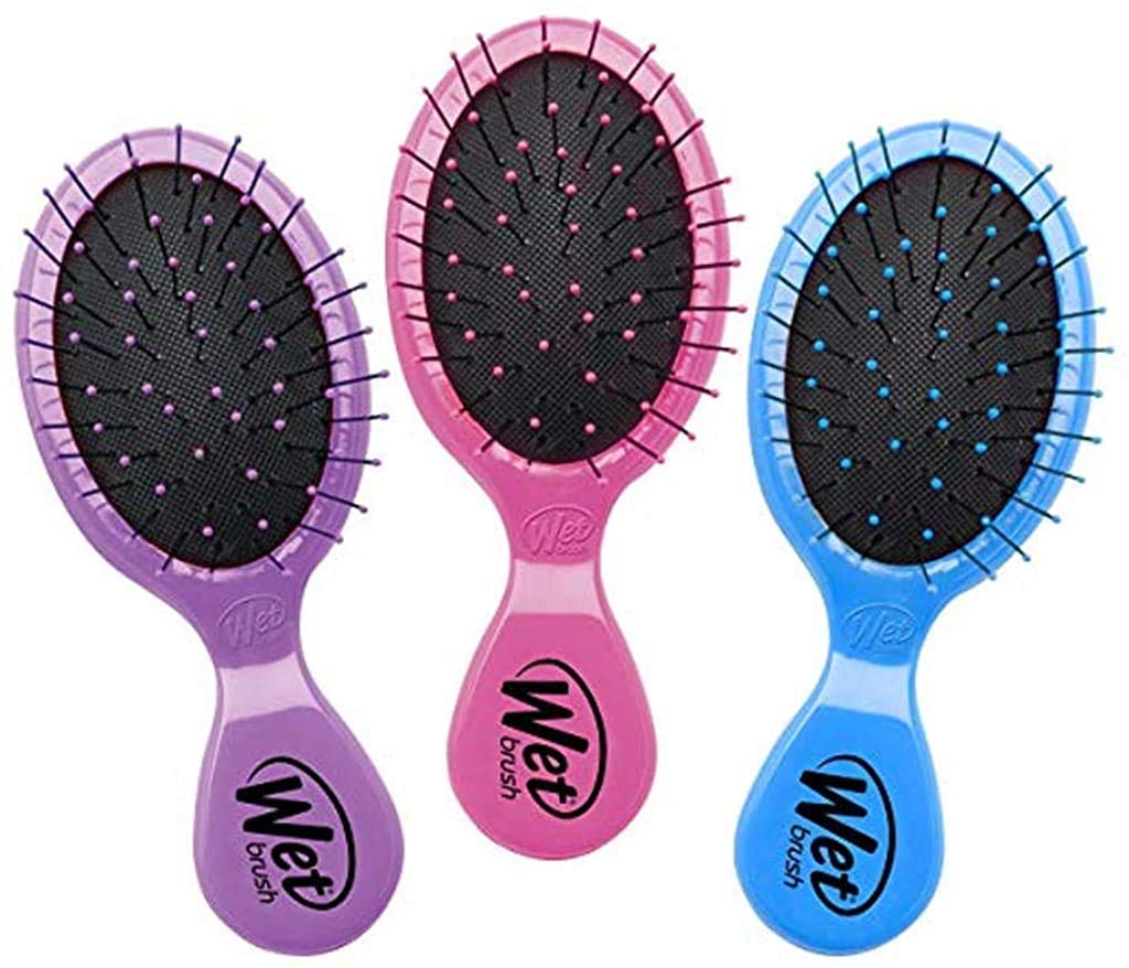 Wet Brush Multi-Pack Squirt Detangler Hair Brushes, Pink/Purple/Blue