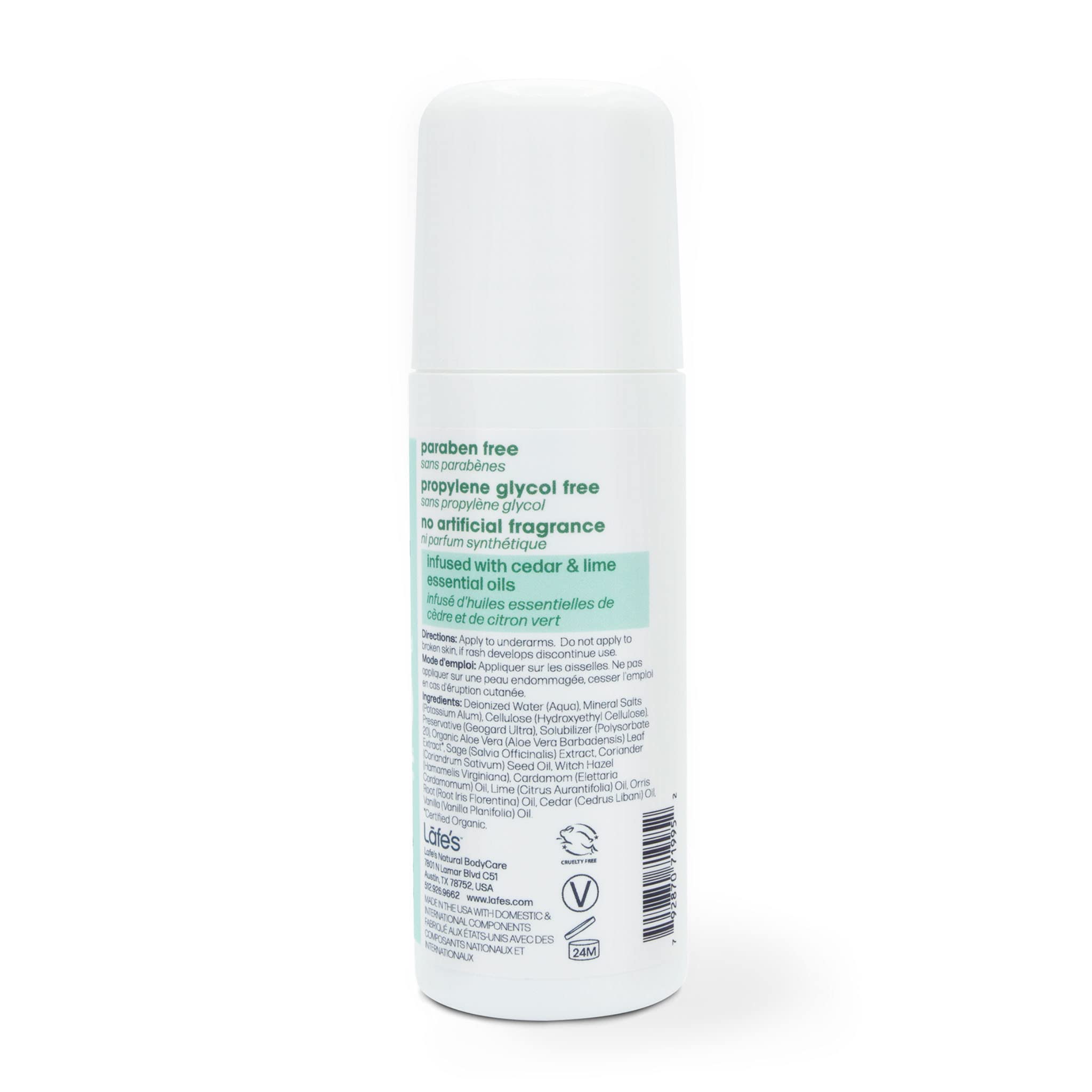 Lafe's Fresh Roll On Deodorant (Pack of 2) With Cedar, Sage, and Aloe Vera, 2.5 oz Each