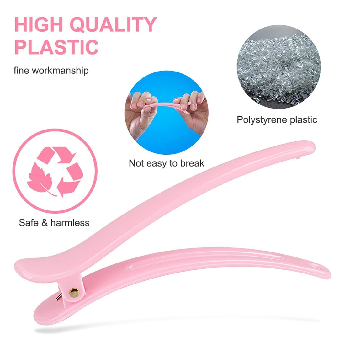 Rioa 10 Pcs Professional Multicolor Plastic Duck Teeth Bows Hair Clips Hairdressing Salon Hair Grip Crocodile DIY Accessories Hairpins-rubberized Non-slip Chic Styling Claw Hair Barrettes