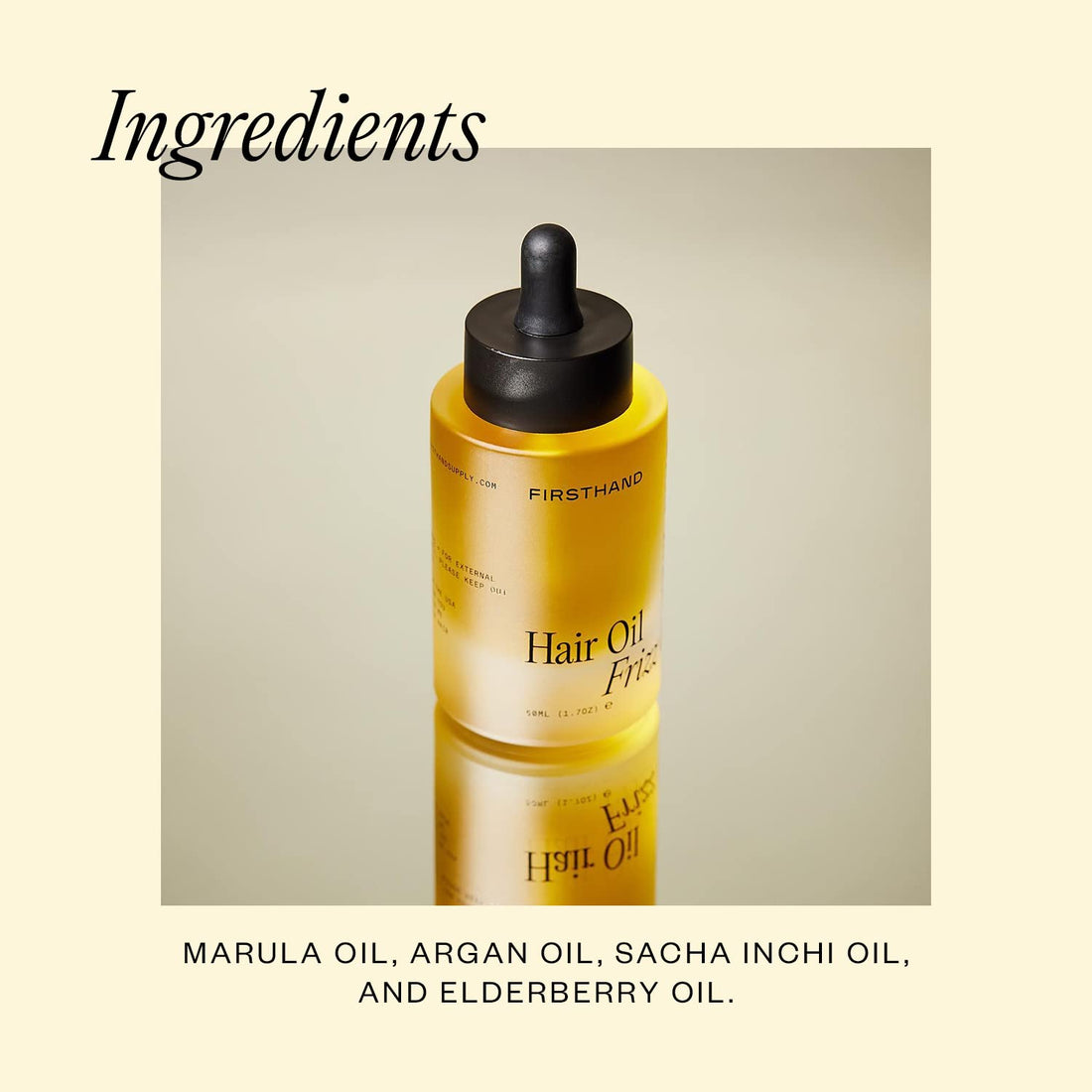 Firsthand Supply Hair Oil Frizz Control and Shine - Lightweight Oil - Clean & Non-toxic Hair Care Ingredients - With Argan Oil and Plant Based Keratin - 1.7oz (50ml)