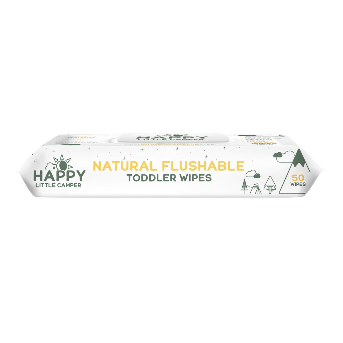 Happy Little Camper Flushable Baby Wipes with Organic Aloe, Septic Safe, 50 Count