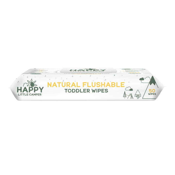 Happy Little Camper Flushable Baby Wipes with Organic Aloe, Septic Safe, 50 Count