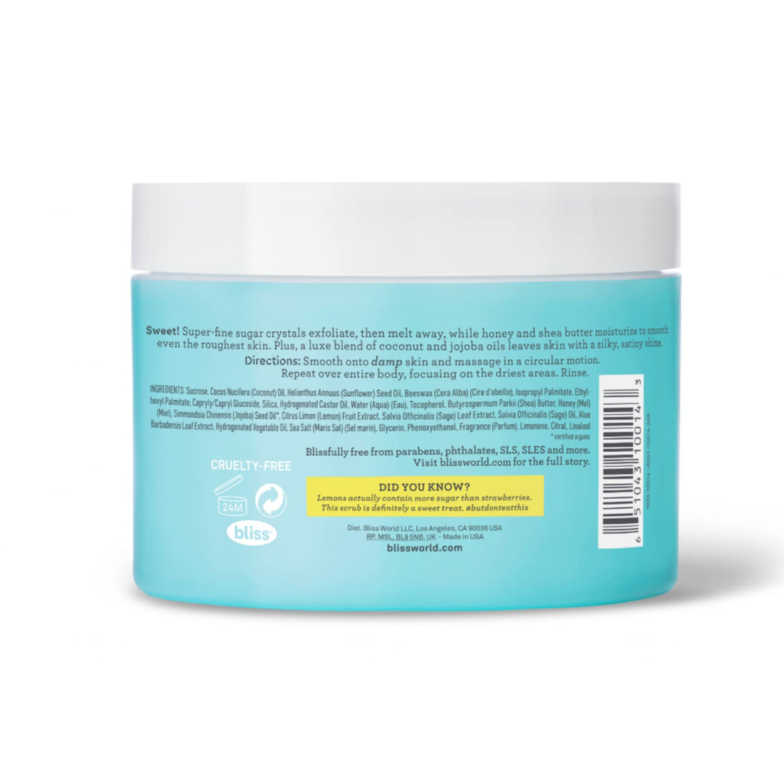 Bliss - Lemon & Sage Satin Skin Body Polish With Shea Butter & Coconut Oil | Smoothing & Balancing Skincare | All Skin Types | Cruelty Free | Paraben Free | 8.5 fl. oz.