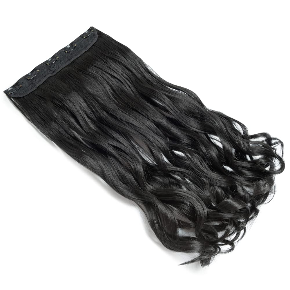 S-noilite Elegant 29 Longest Curly Natural 3 4 Full Head One Piece 5 Clips Clip In Hair Extensions 29-Curly Natural Black