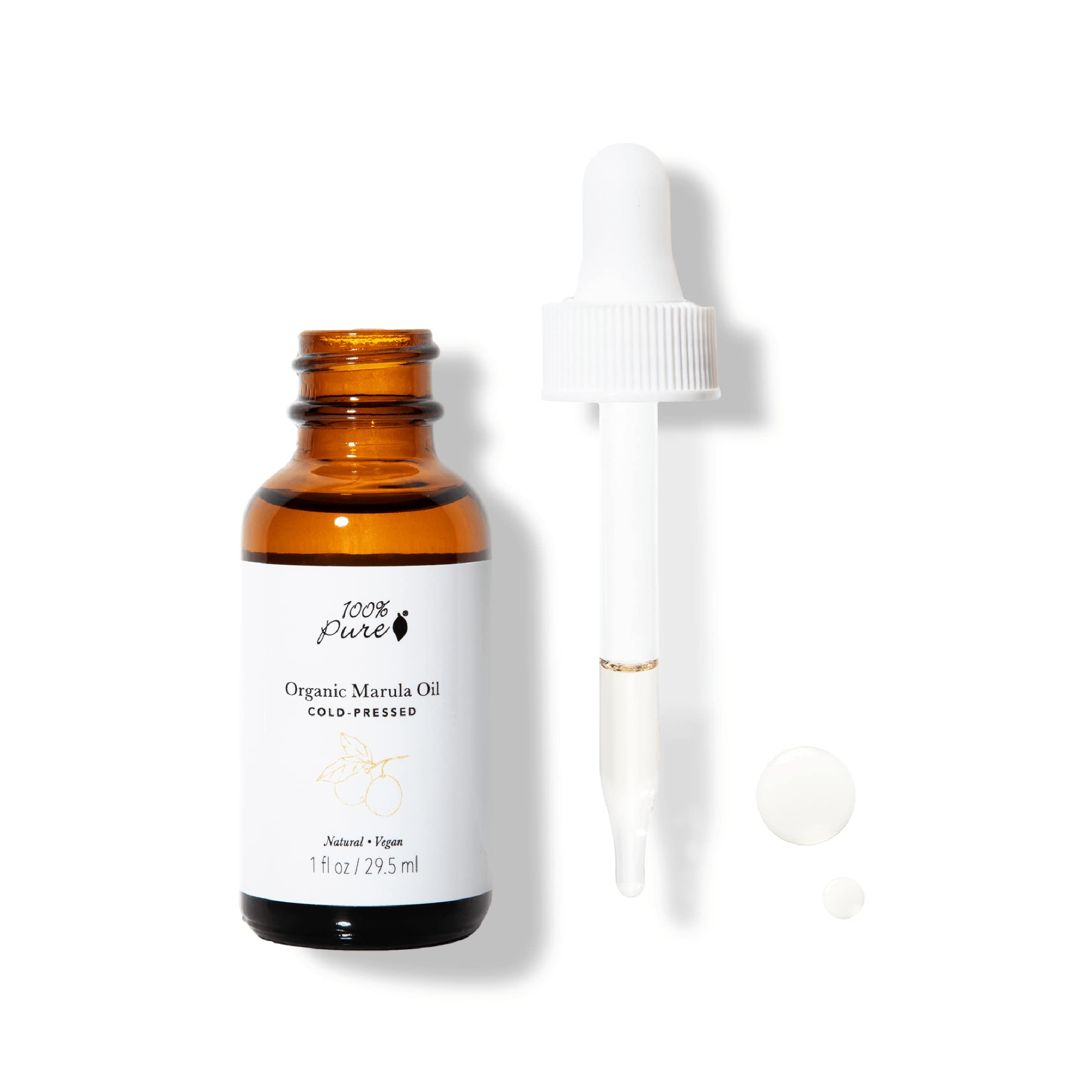 100% PURE Organic Marula Oil Cold-Pressed For Face Body Hair Hydrating Vitamins & Omega Fatty Acids Support Glowing Plumped Up Youthful Skin - Natural Moisturizer Facial Radiance - Vegan - 1oz