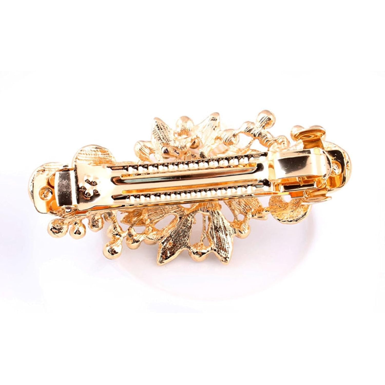 So Beauty Women's Multilayered Peacock Shaped Rhinestone French Barrette Hair Clip Black